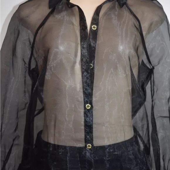 Marciano Guess Black Sheer Taffeta top- Size Small - Picture 9 of 11